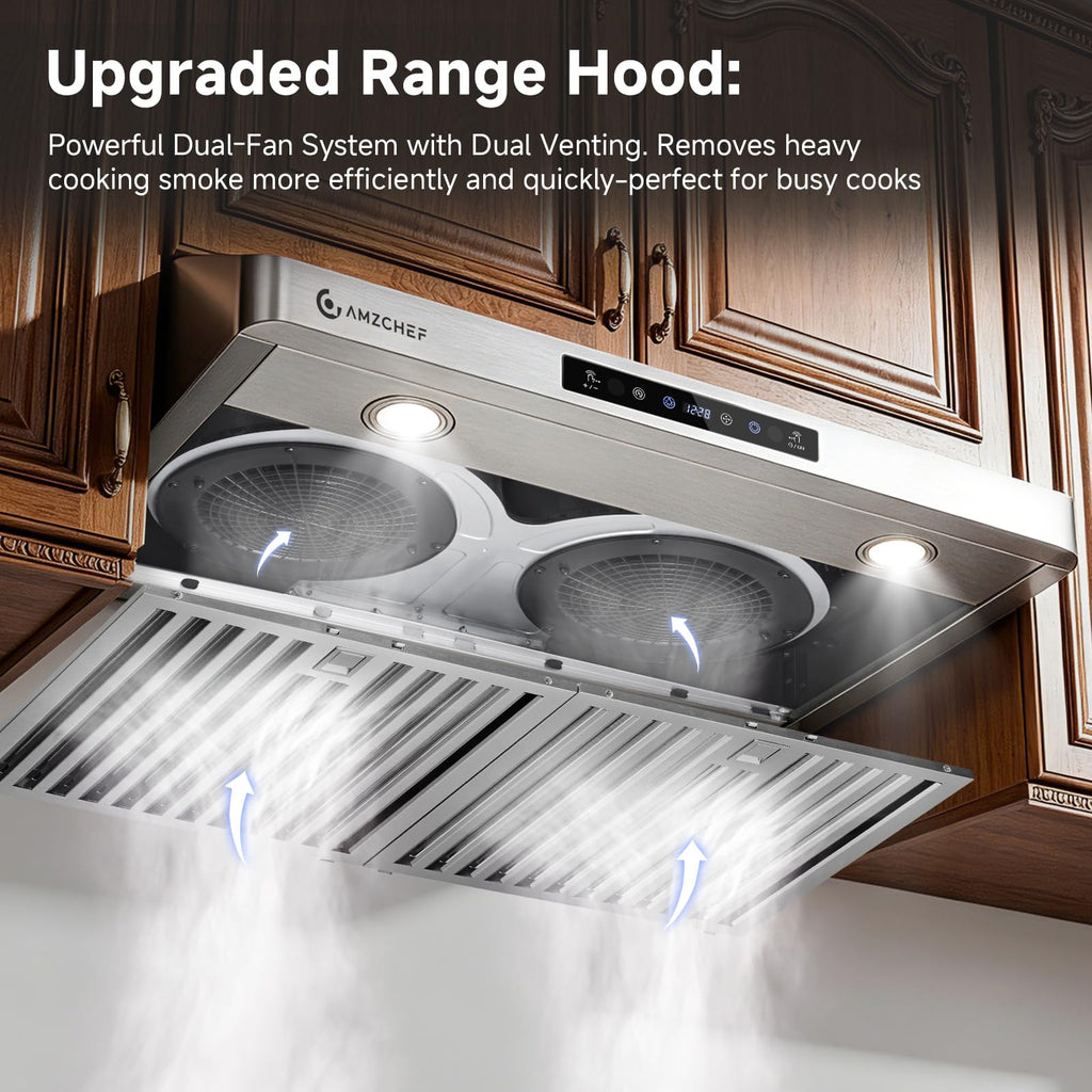 AMZCHEF 30" Under Cabinet Range Hood, 750CFM Stainless Steel Vent Hood Jansha Store