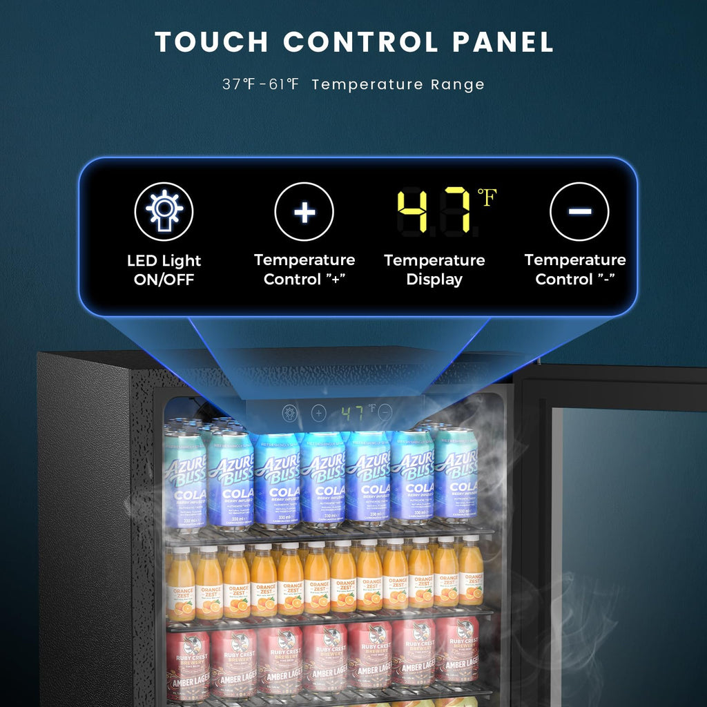 Electactic Mini Fridge 130 Can Beverage Refrigerator Cooler, 3.2 Cu.Ft Drink Fridge for Soda Wine Beer, Adjustable Temperature Control for Home Office, Black Jansha Store