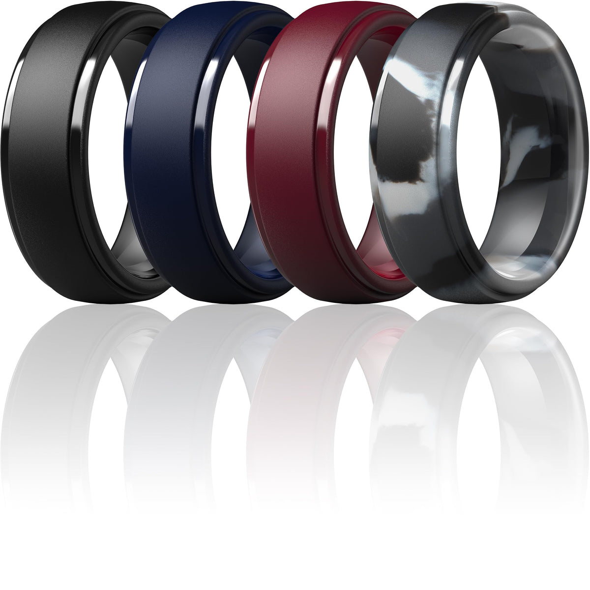 ThunderFit Silicone Rings for Men, Step Edge Rubber Wedding Bands 10mm Wide Jansha Store