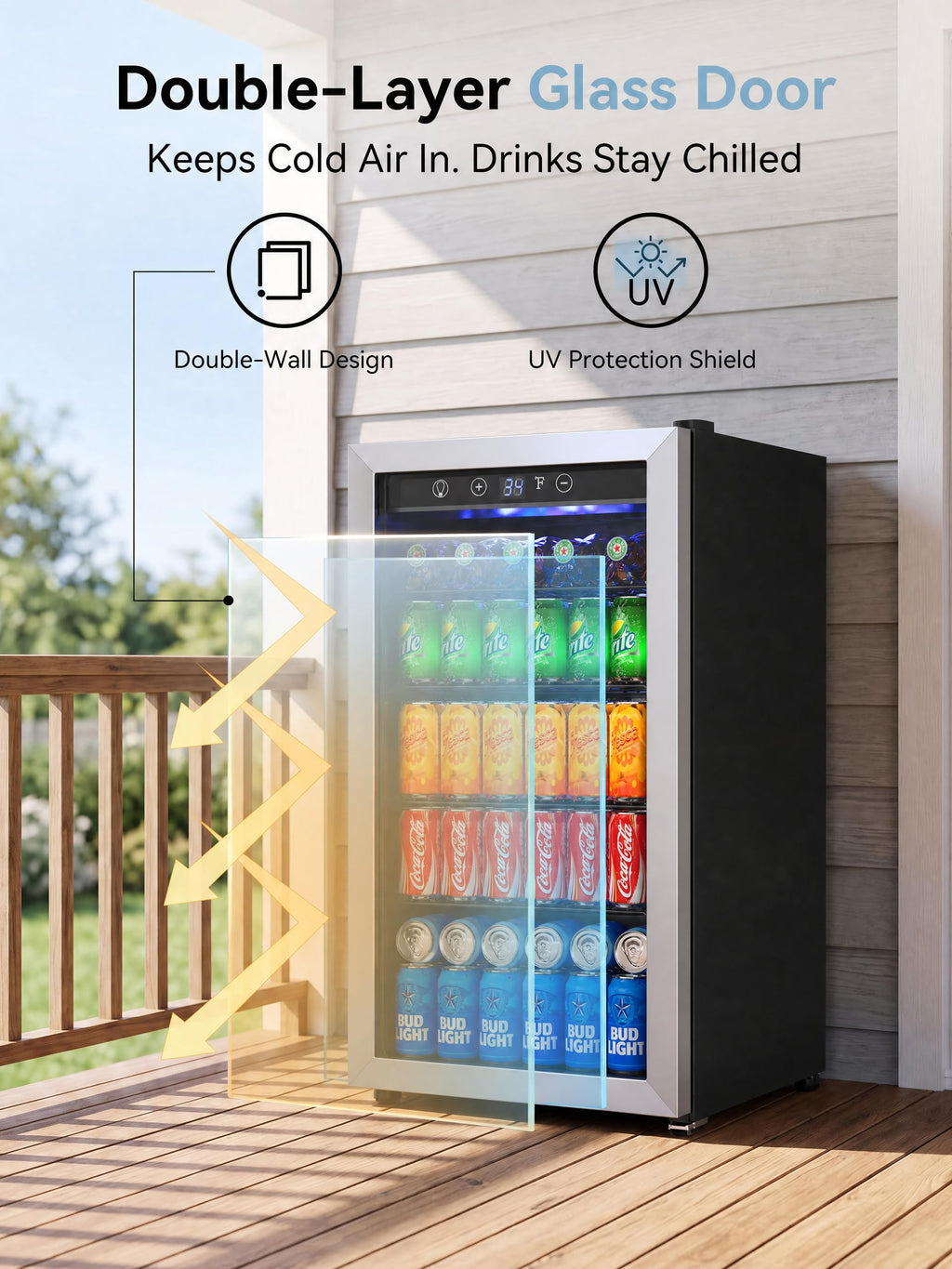 Icyglee 126 Can Mini Fridge, 3.2 Cu.Ft Beverage Refrigerator, Drink Cooler Jansha Store