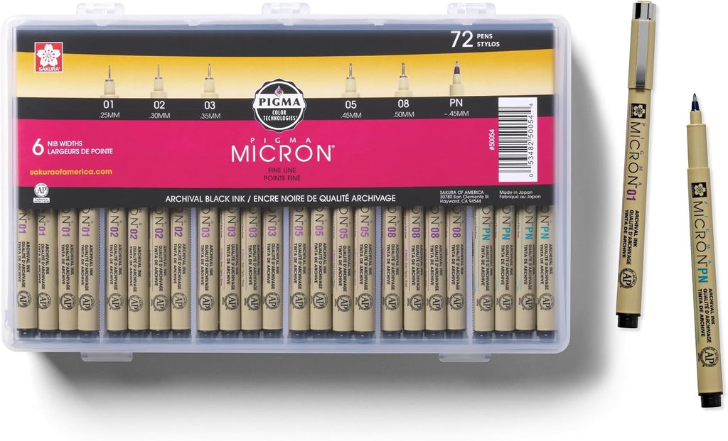 Sakura Pigma Micron Fineliner Pens, Black, Classroom Set, 72 Pack Jansha Store