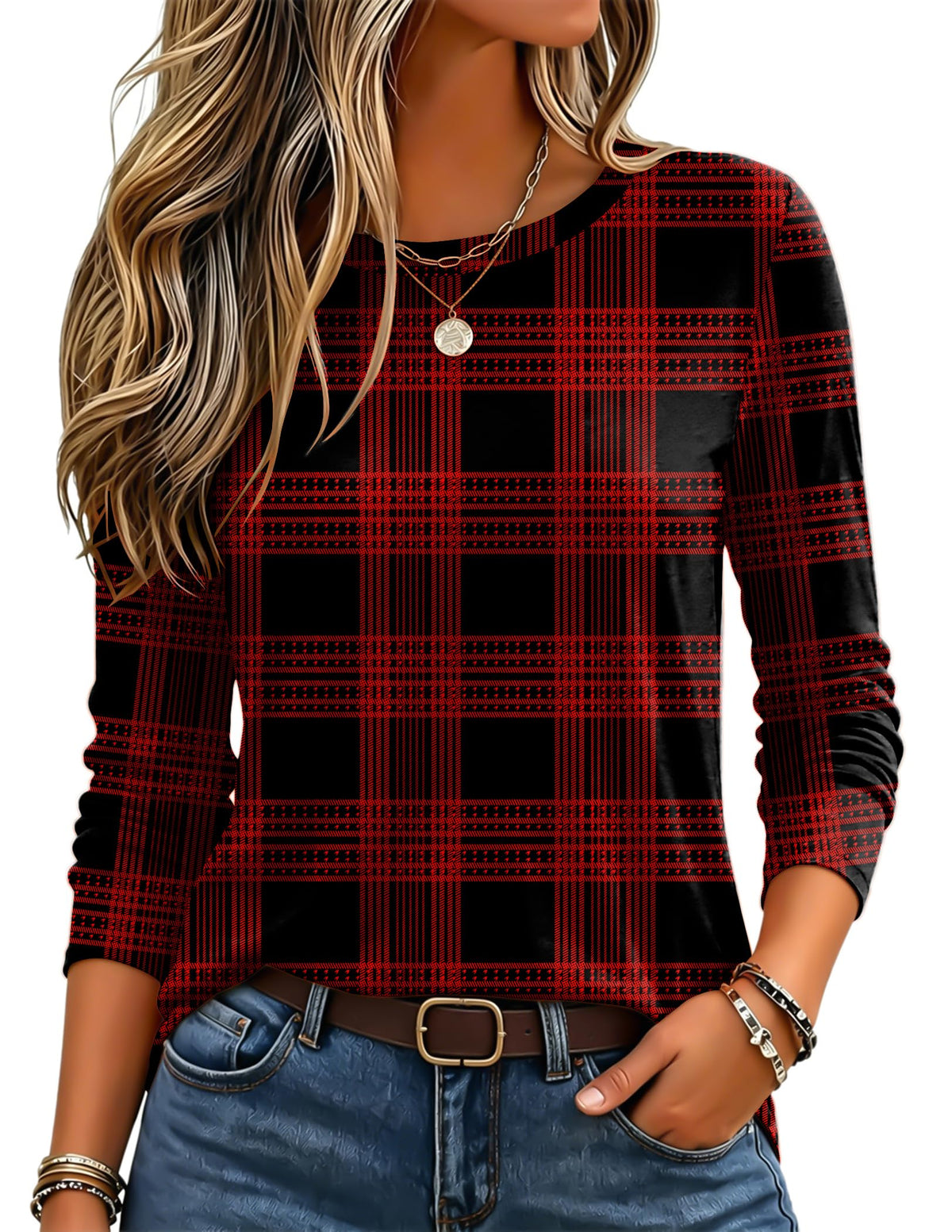 Zeagoo Women's Casual Shirts Long Sleeve Tops Crewneck Tshirts Fall Clothes Jansha Store