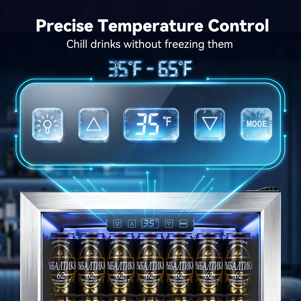 130 Can Beverage Refrigerator, 3.2 Cu.Ft Mini Fridge Beverage Cooler Jansha Store