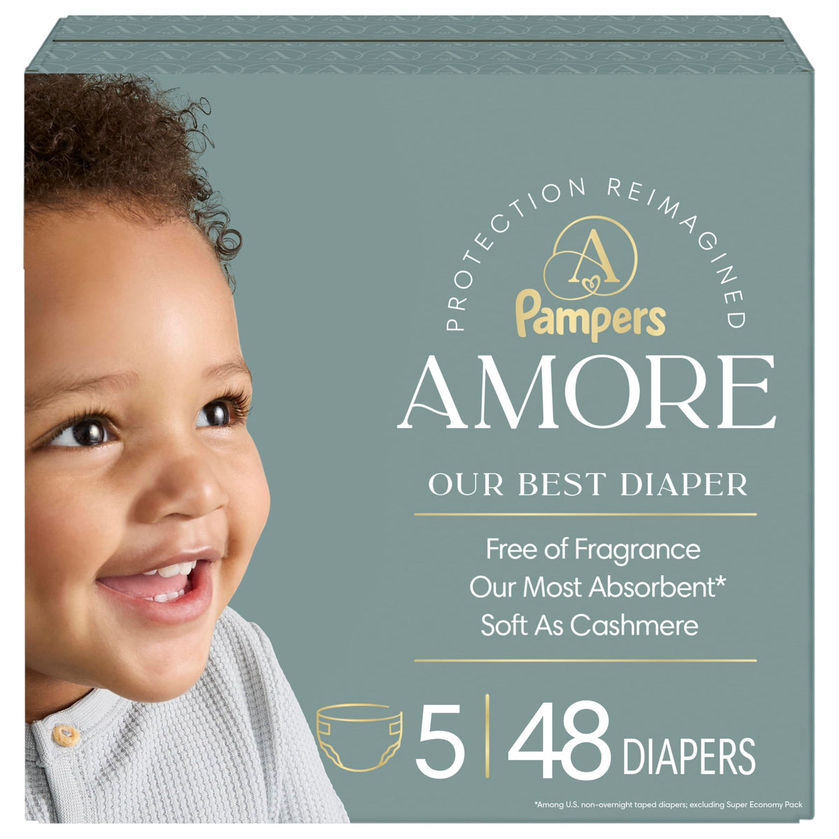 Pampers Amore, Size 0 (up to 10 lbs), 128 Count, Our Best Diaper – Hypoallergenic & Fragrance Free, Up to 100% Leakproof, Soft as Cashmere Jansha Store