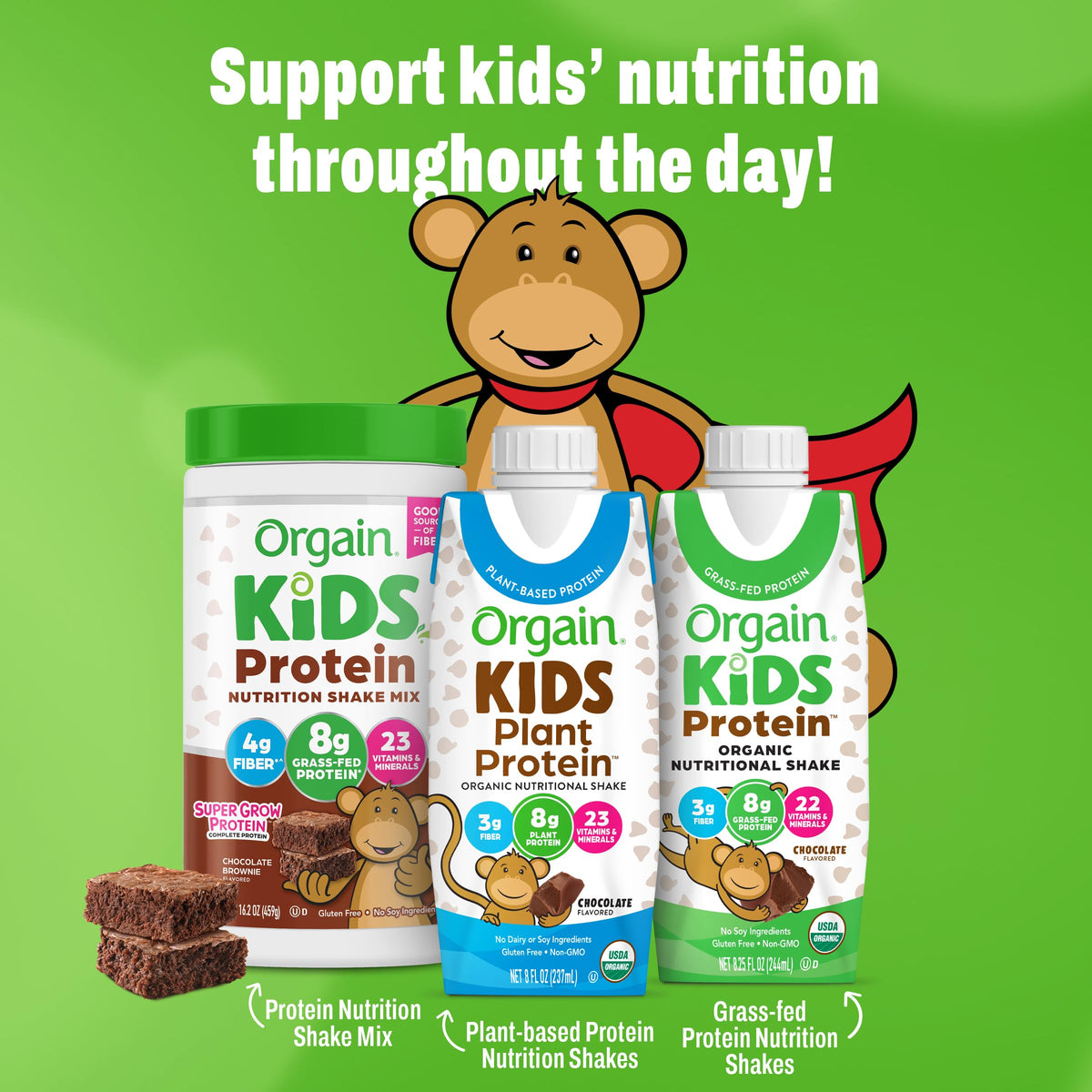 Orgain Organic Kids Dairy 8g Protein Shake, Chocolate, 8.25 oz, 12pk Jansha Store
