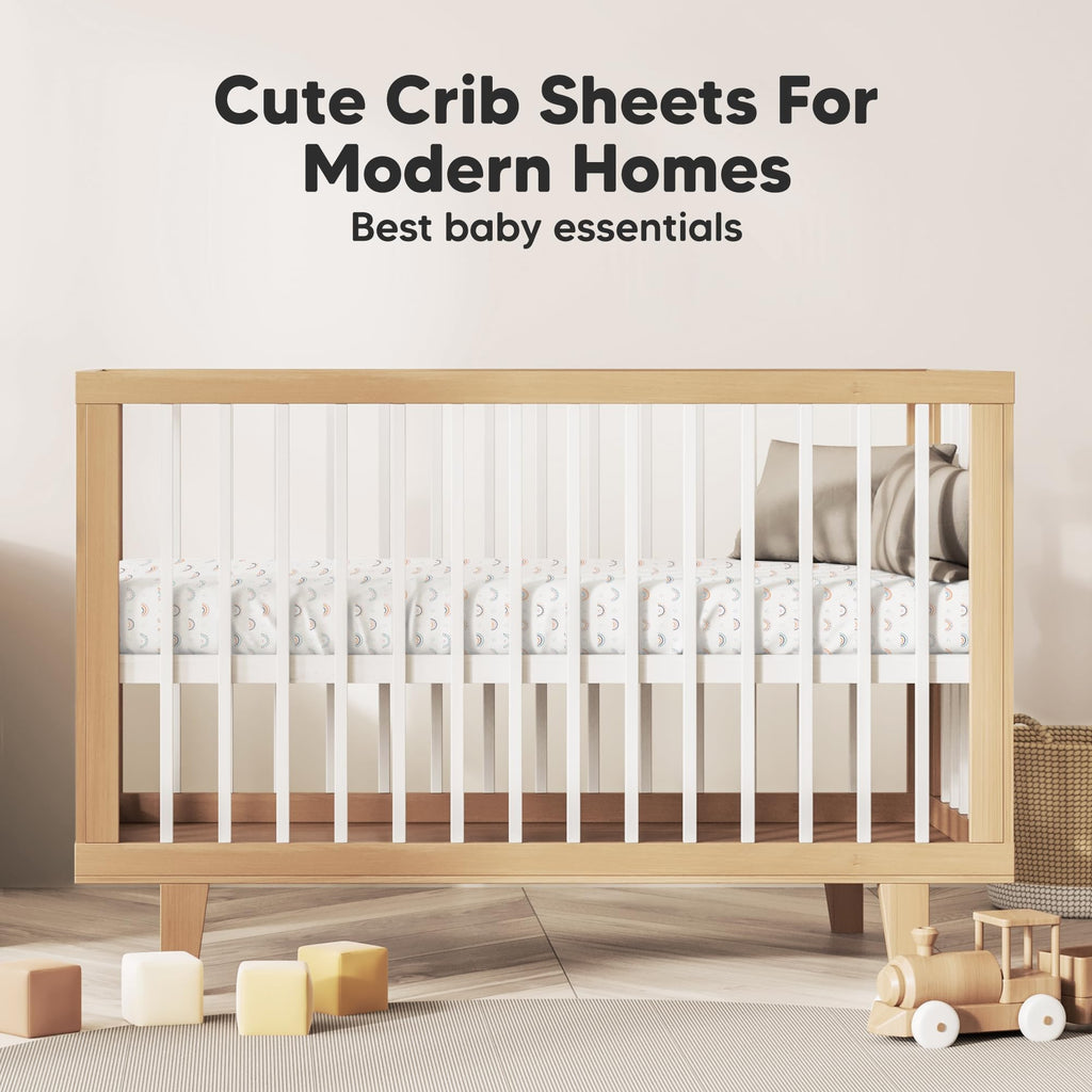 KeaBabies 2pk Organic Cotton Crib Sheets for Boys Girls 52x28, Soft White Jansha Store