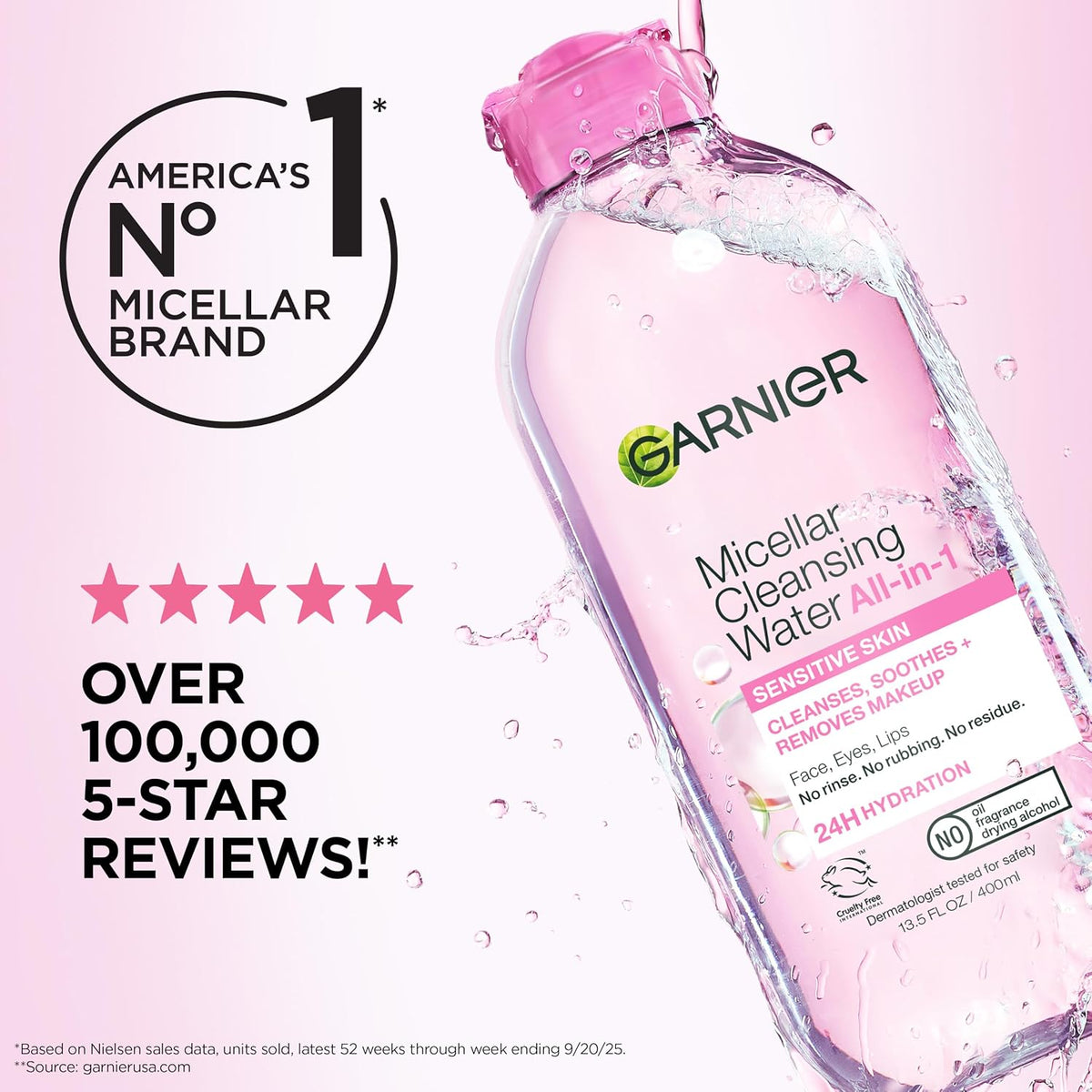 Garnier Micellar Water, Hydrating Facial Cleanser & Makeup Remover, Suitable for Sensitive Skin, Vegan, Cruelty Free, 13.5 Fl Oz (400mL), 1 Count Jansha Store