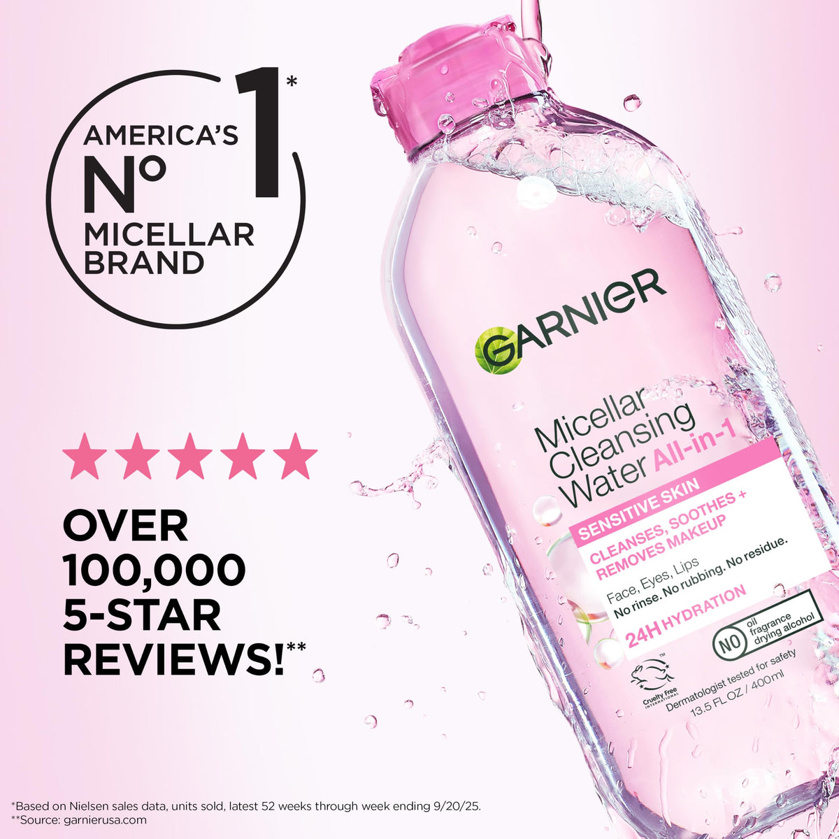 Garnier Micellar Water, Hydrating Facial Cleanser & Makeup Remover, Suitable for Sensitive Skin, Vegan, Cruelty Free, 13.5 Fl Oz (400mL), 1 Count Jansha Store