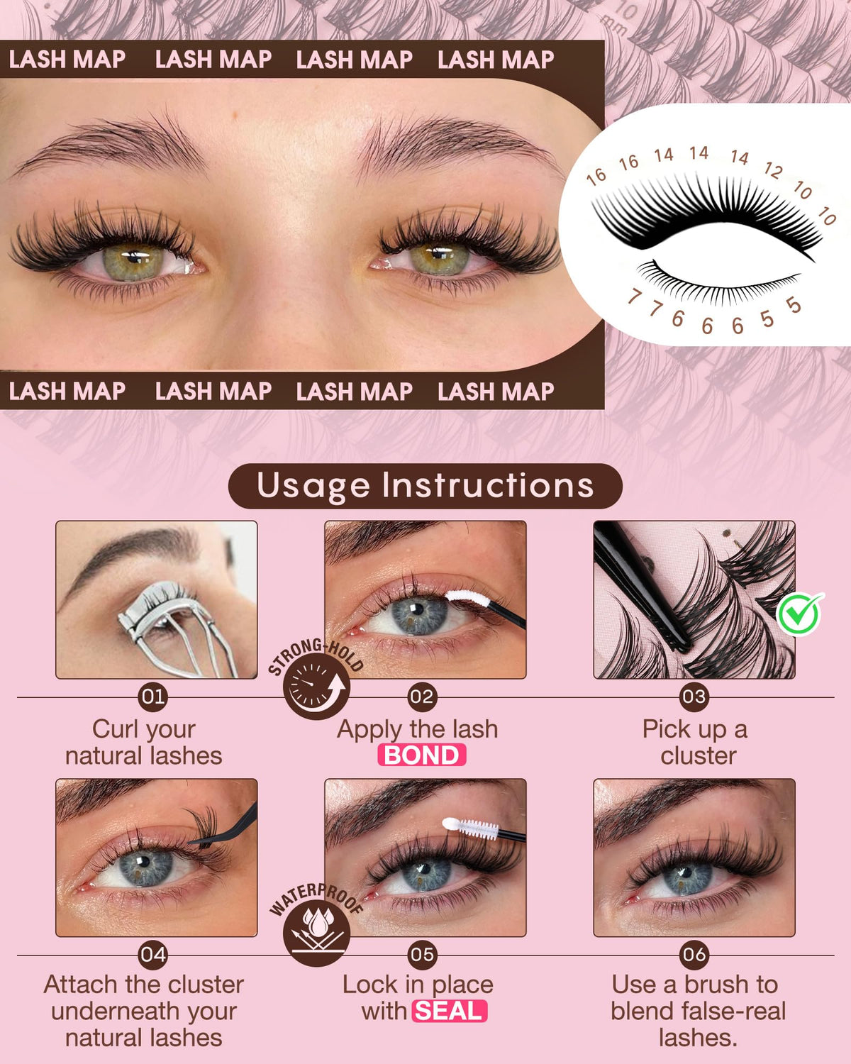 Brown Lash Clusters Natural For Soft Glam 300Pcs Wispy Lashes Cluster Eyelash Cluster Extensions C Curve Individual Lashes DIY Lash Extension Waterproof & Long - Lasting (10-16mm) Jansha Store