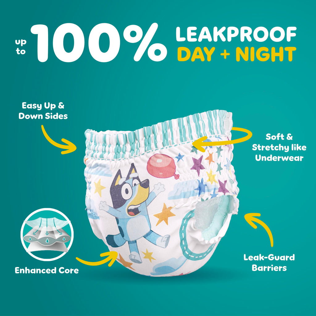 Easy Ups Girls & Boys Potty Training Pants, Size 7 (5T-6T), 84 Count, Bluey Absorbent Pull Up Training Underwear, Up to 100% Leakproof Day and Night, Hypoallergenic Jansha Store