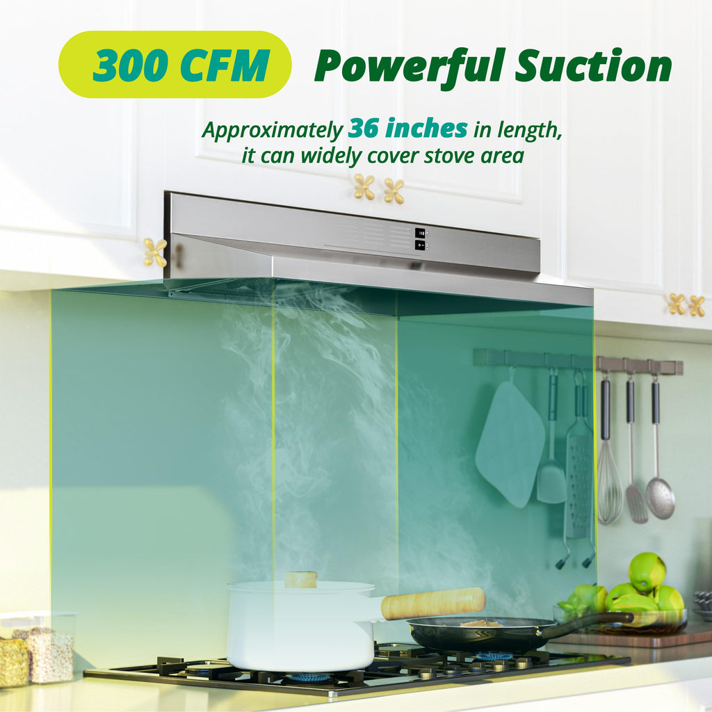 FIREGAS Range Hood 30 inch Under Cabinet, White Range Hood, Kitchen Hood Jansha Store