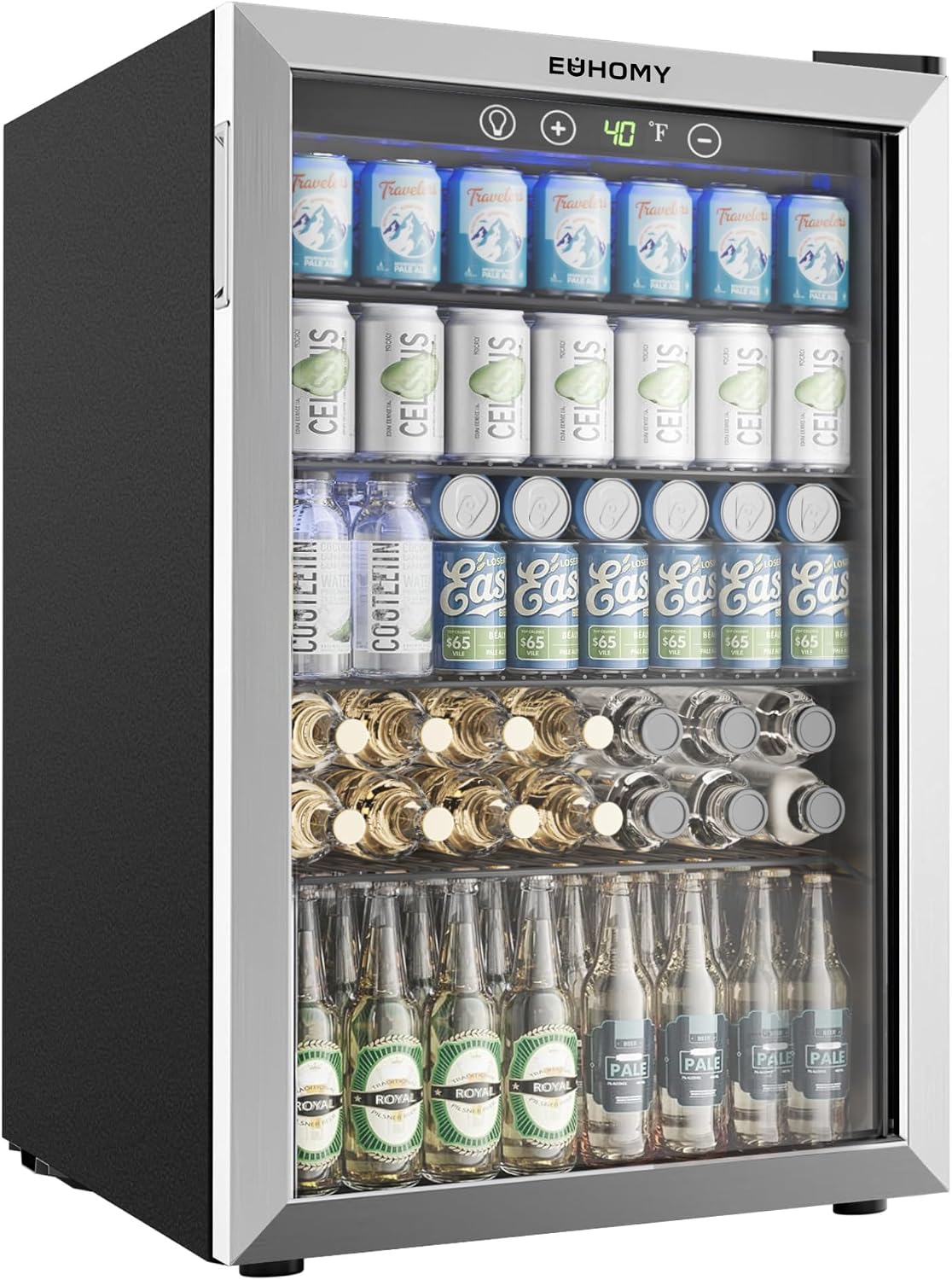 EUHOMY 145 Can Mini Fridge, 4.5 Cu.ft Beverage Refrigerator with Glass Door Jansha Store