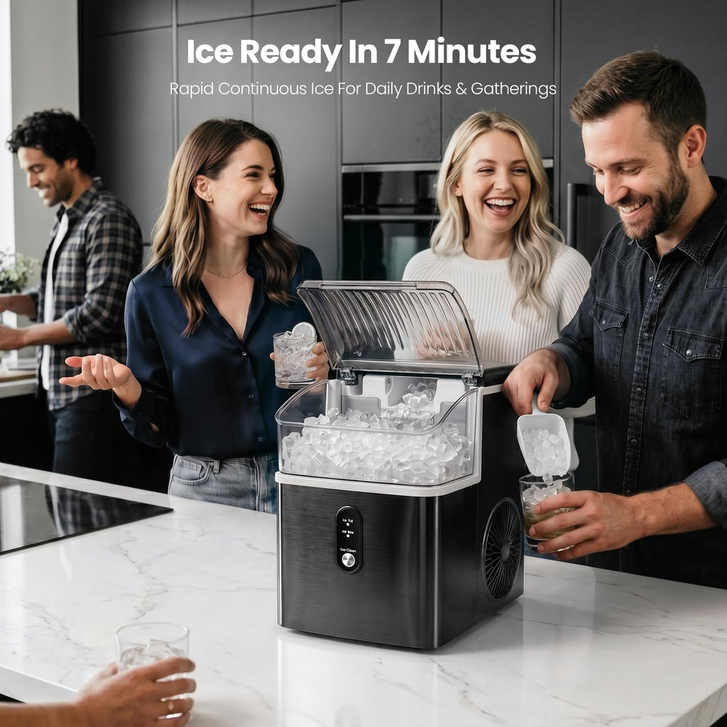 Crzoe Nugget Ice Maker Countertop, 35lbs/Day, Portable Pebble Ice Machine Jansha Store