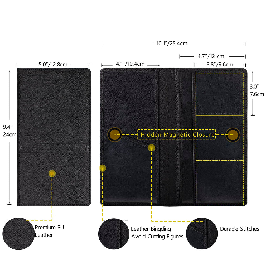 TOURSUIT Car Registration and Insurance Card Holder, Marble Black Jansha Store