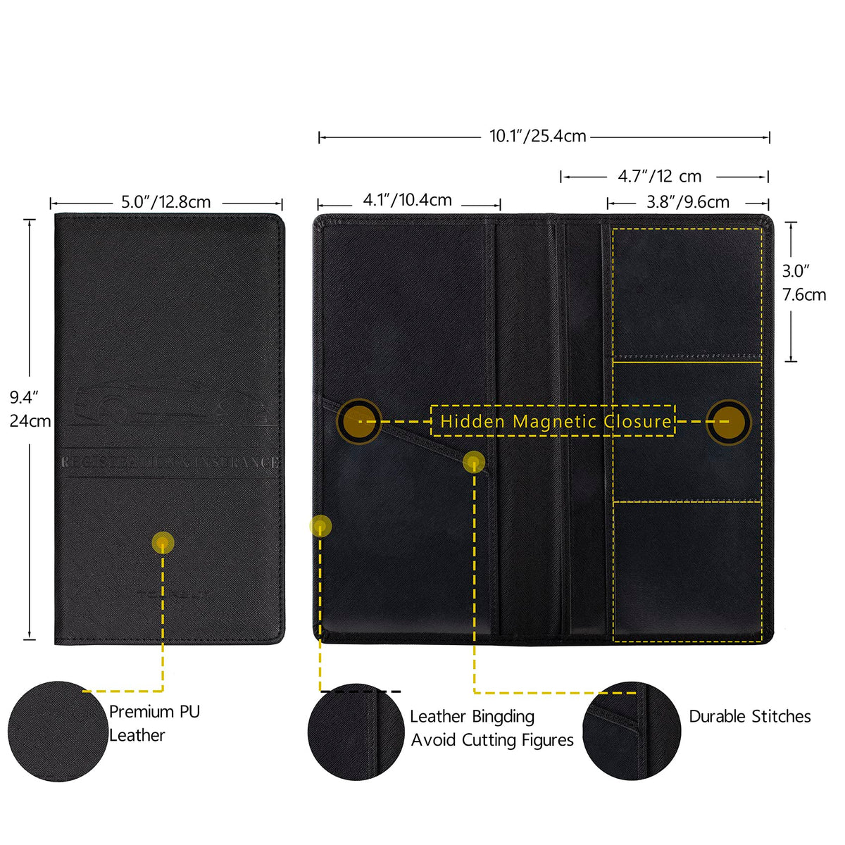 TOURSUIT Car Registration and Insurance Card Holder, Marble Black Jansha Store