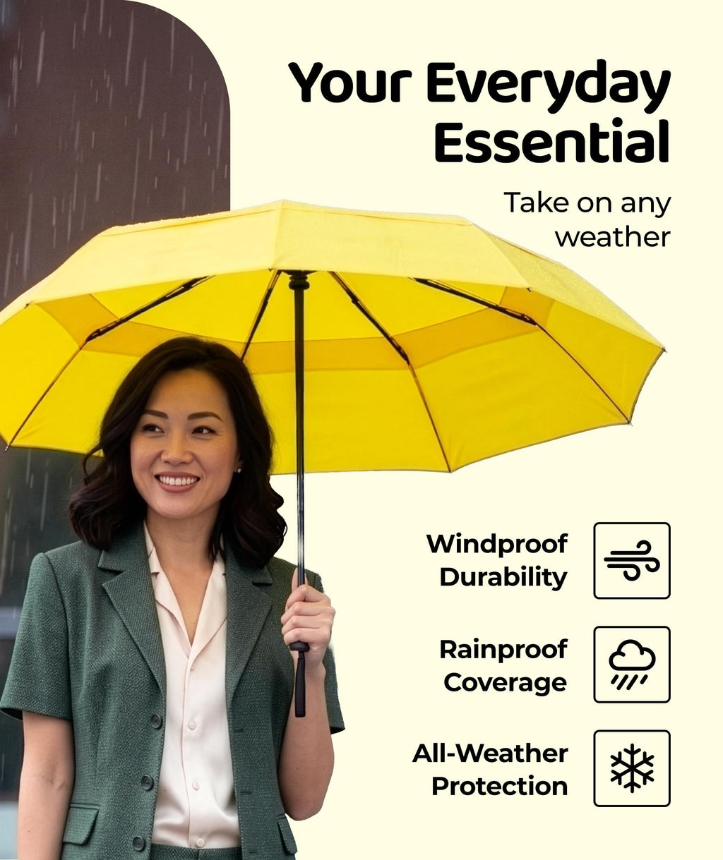 Windproof Travel Umbrella - Compact & Withstands Winds up to 100MPH, Strongest Premium Auto Folding Umbrella for Rain and Sun - Durable, Light & Portable for Women & Men, Fits Backpack & Cars Jansha Store