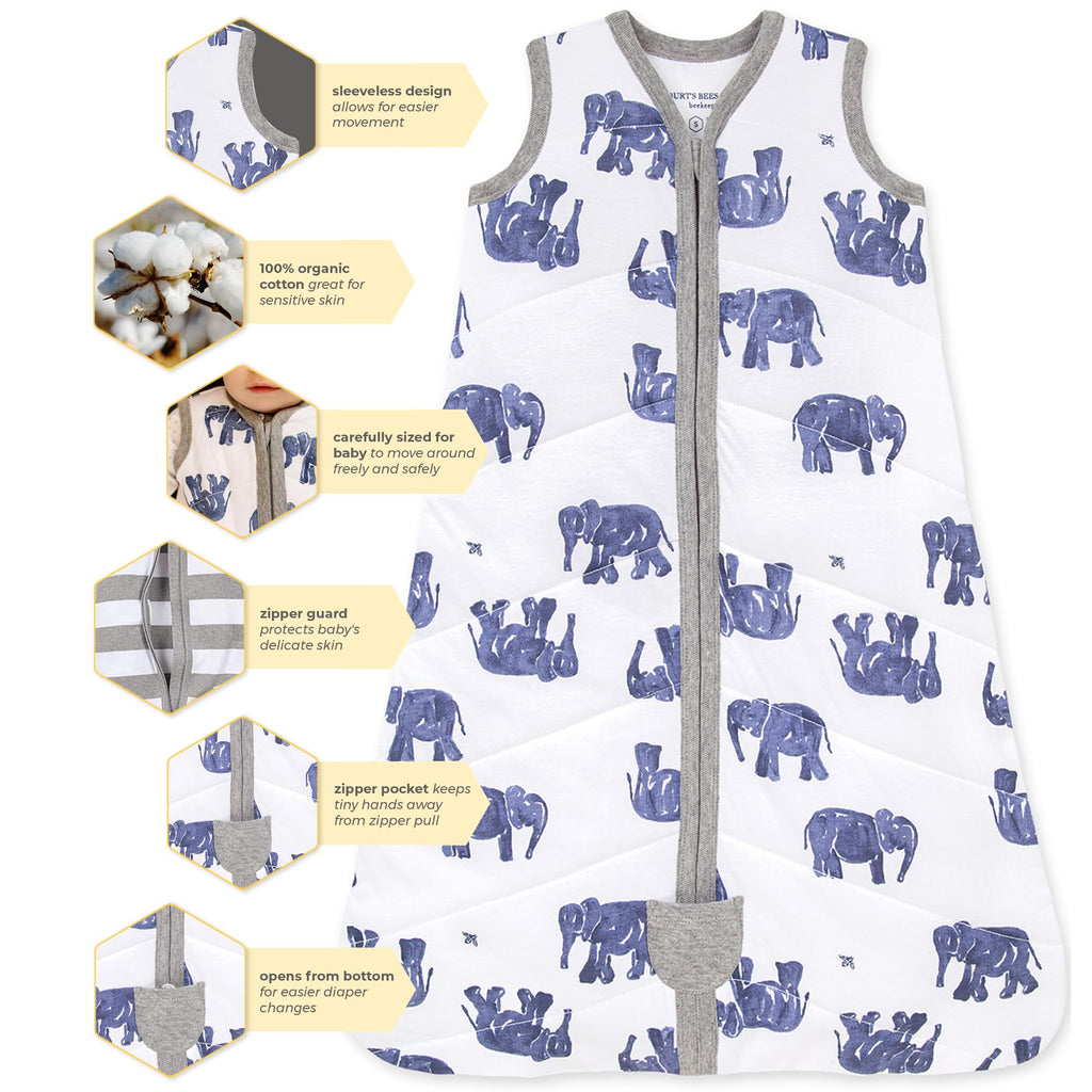 Burt's Bees Baby Infant Wearable Blanket, Organic Cotton Unisex Beekeeper - Light Weight 0.5 TOG or Medium Weight 1.5 TOG Jansha Store