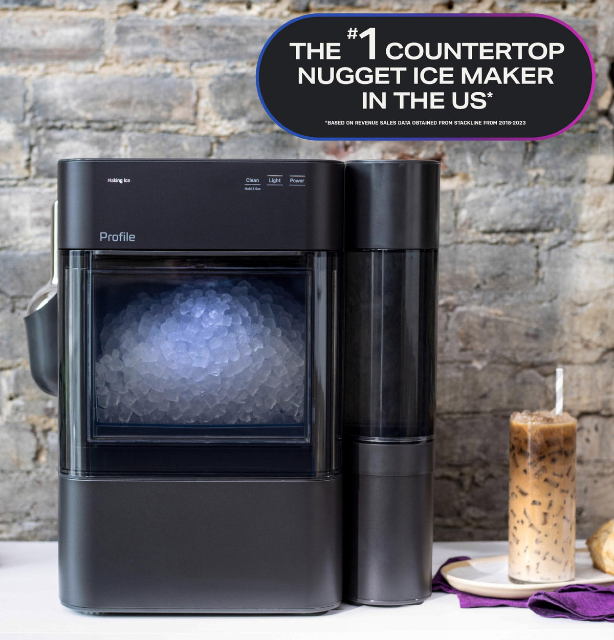 GE Profile Opal Ultra, Countertop Nugget Ice Maker, 1 Gal XL Side Tank, *Amazon Exclusive*, 38 lbs/Day, Pebble Pellet Crushed Ice Machine, WiFi Stainless Steel Jansha Store
