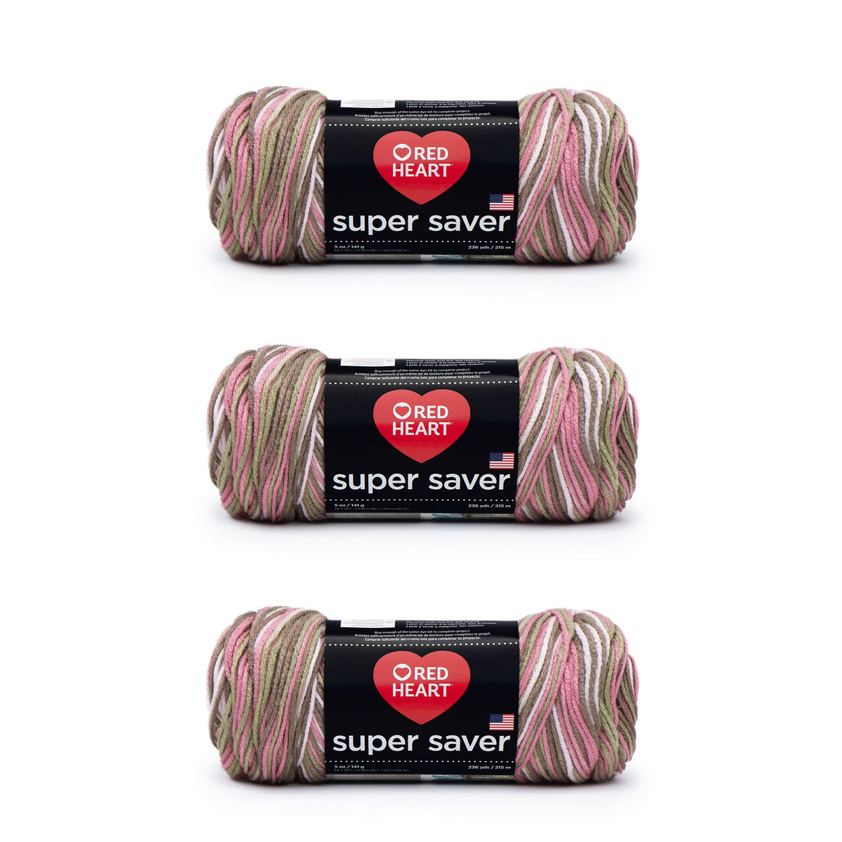 Red Heart Super Saver Yarn for Crocheting & Knitting, Medium Thyme, 3-Pack Jansha Store