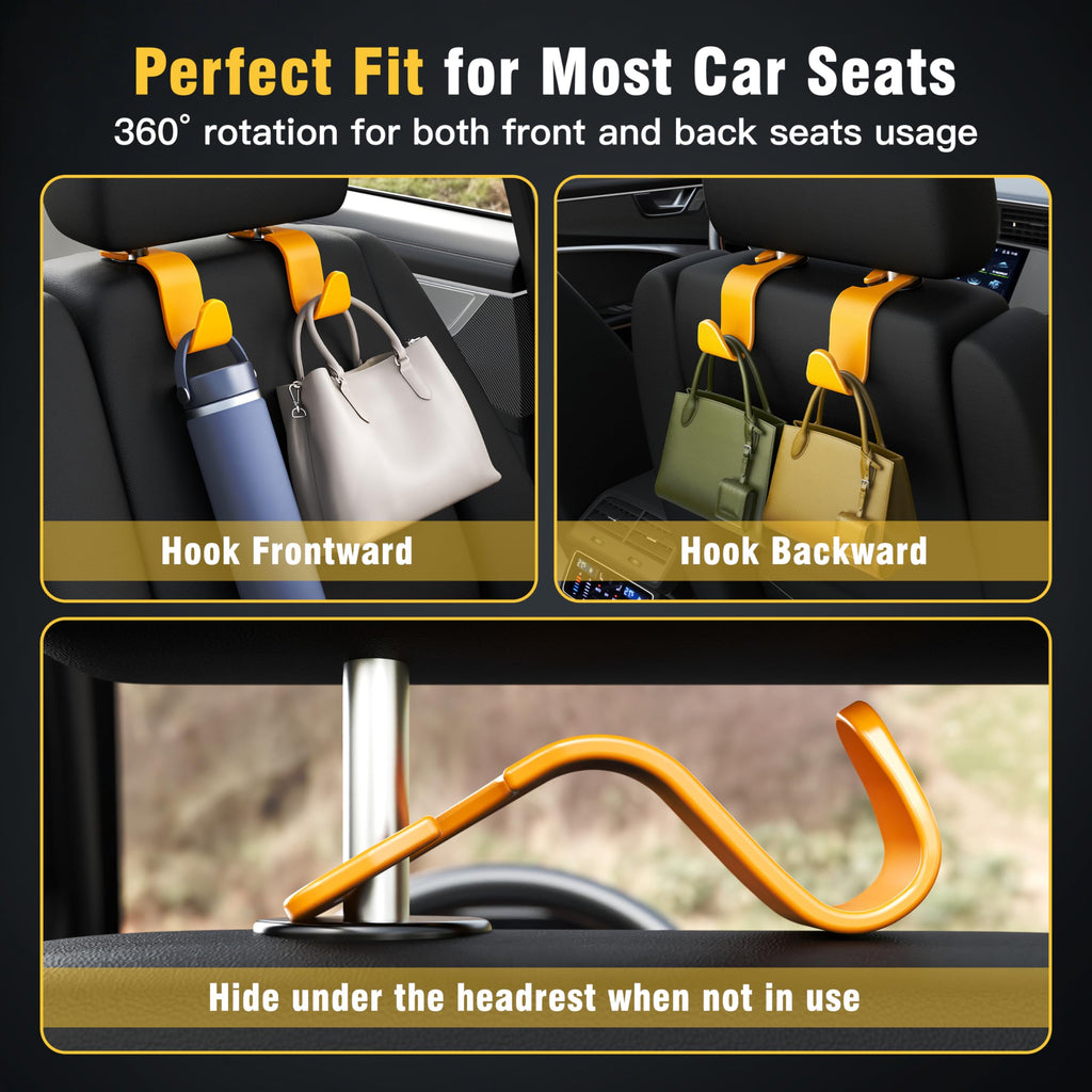 4-Pack Car Headrest Hooks Holds 55lbs Seat Storage Organizer for Bags Jansha Store