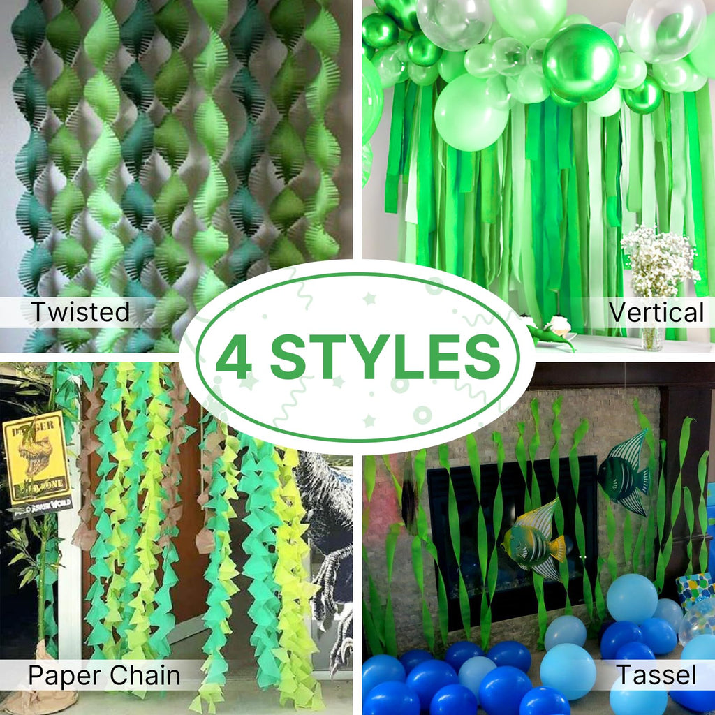 PartyWoo Pastel Crepe Paper Streamers 6 Rolls 492 FT Streamers Jansha Store