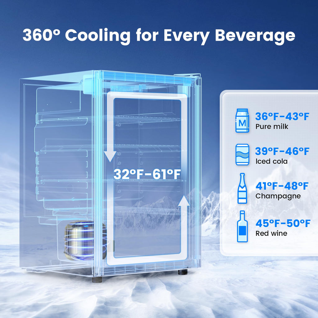 Feelfunn 3.2 Cu. Ft. Beverage Refrigerator, 126-Can Mini Fridge, 34-64°F Jansha Store