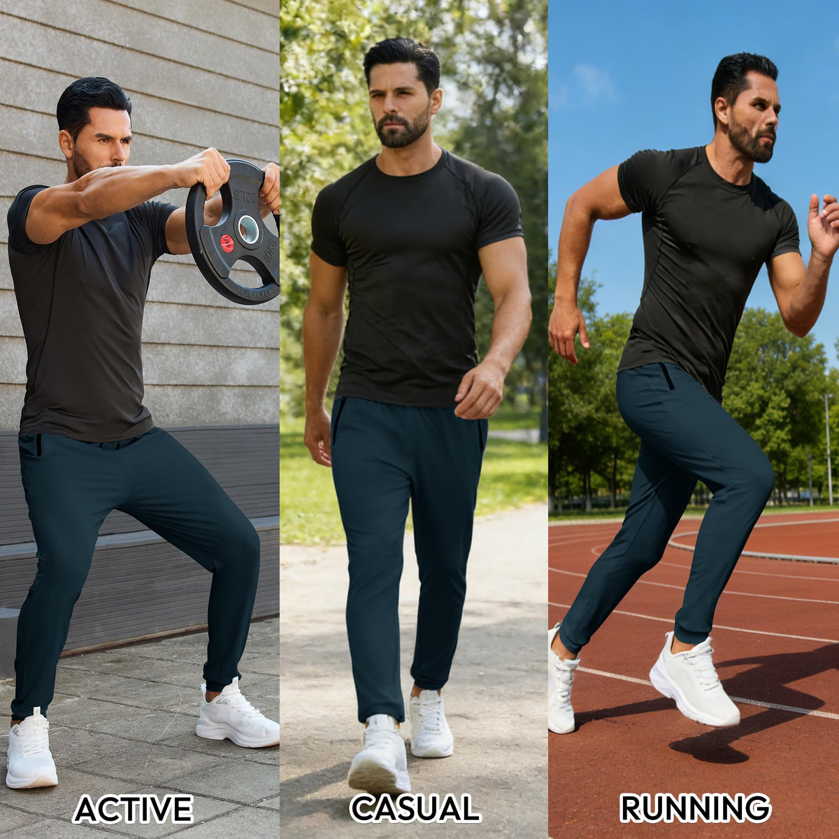 Mens Sweatpants with Zipper Pockets Lightweight Athletic Joggers for Workout Running Gym Track Casual Wear Jansha Store