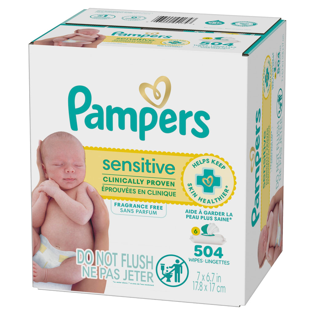 Pampers Sensitive Baby Wipes, Unscented, Fragrance Free, Clinically Proven, Water Based, Hypoallergenic, Multi-Use, Hand Wipes, 1008 Wipes Total (18X Flip-Top Packs) Jansha Store