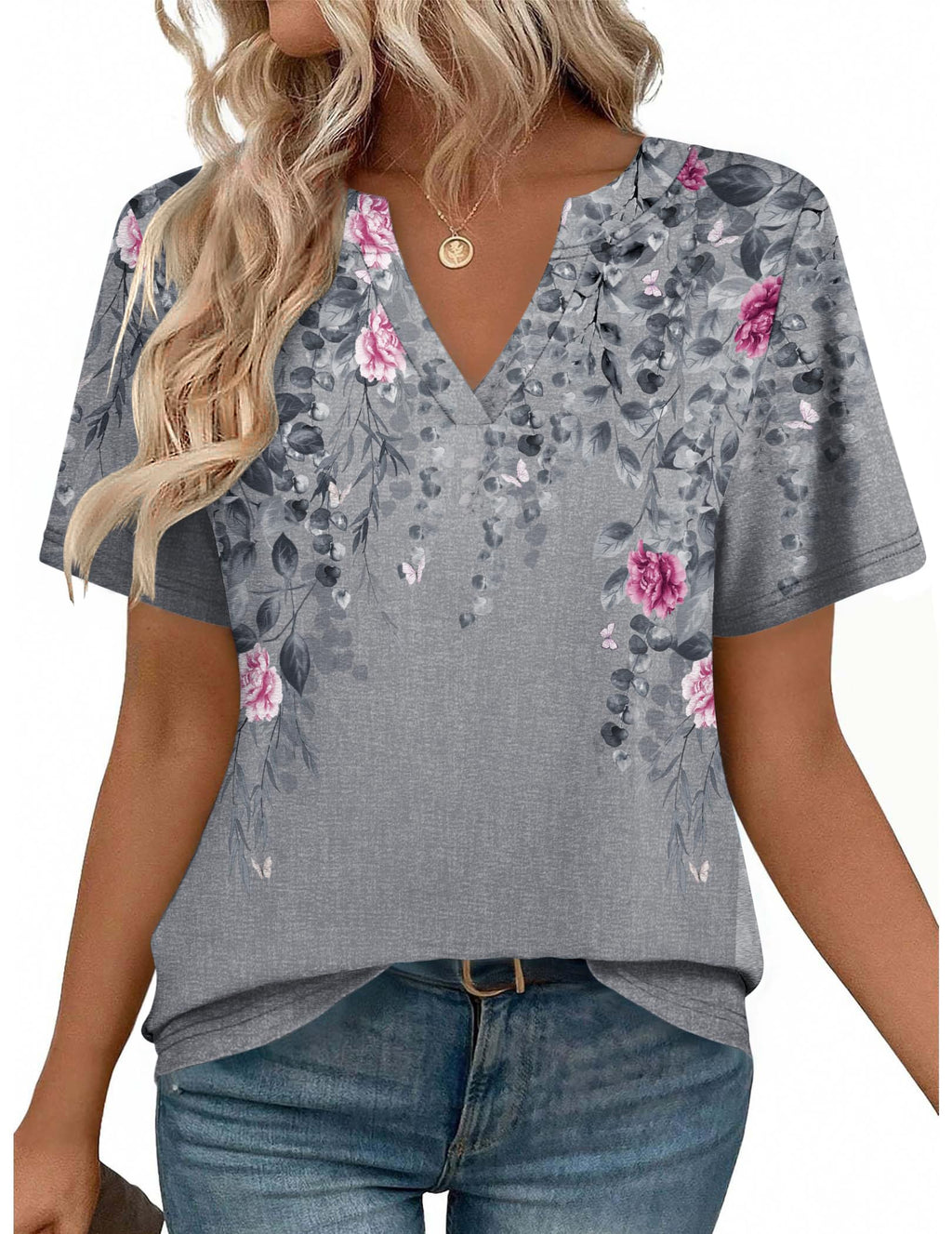 Zeagoo Womens Tops Short Sleeve V Neck Tee Shirts Cute Dressy Casual Jansha Store