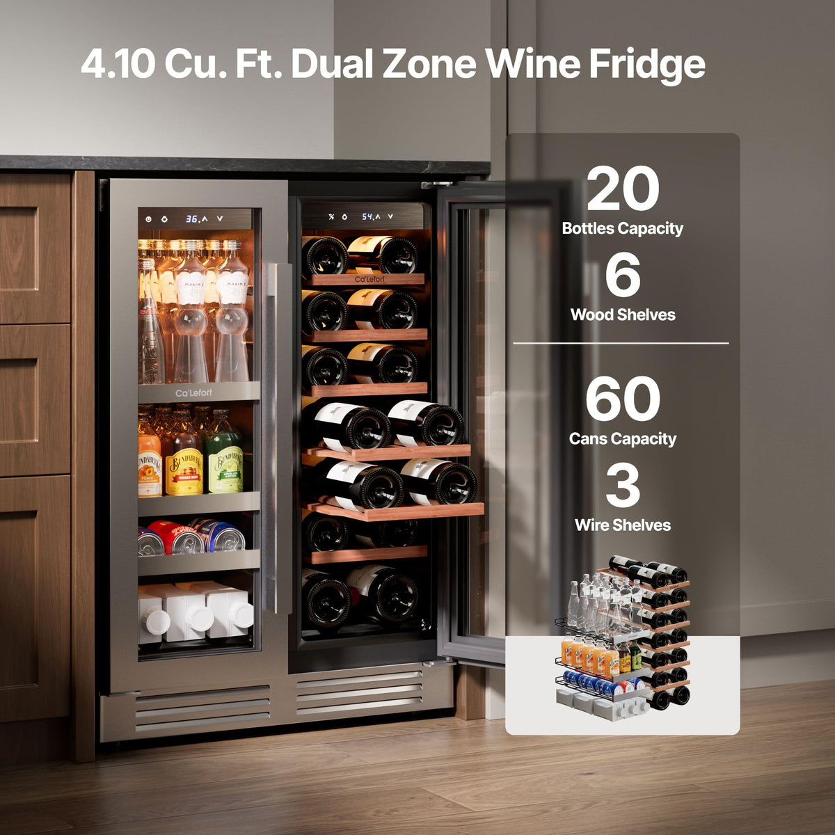 Ca'Lefort 24'' Beverage Refrigerator, 180 Can Beverage Fridge Under Counter Jansha Store