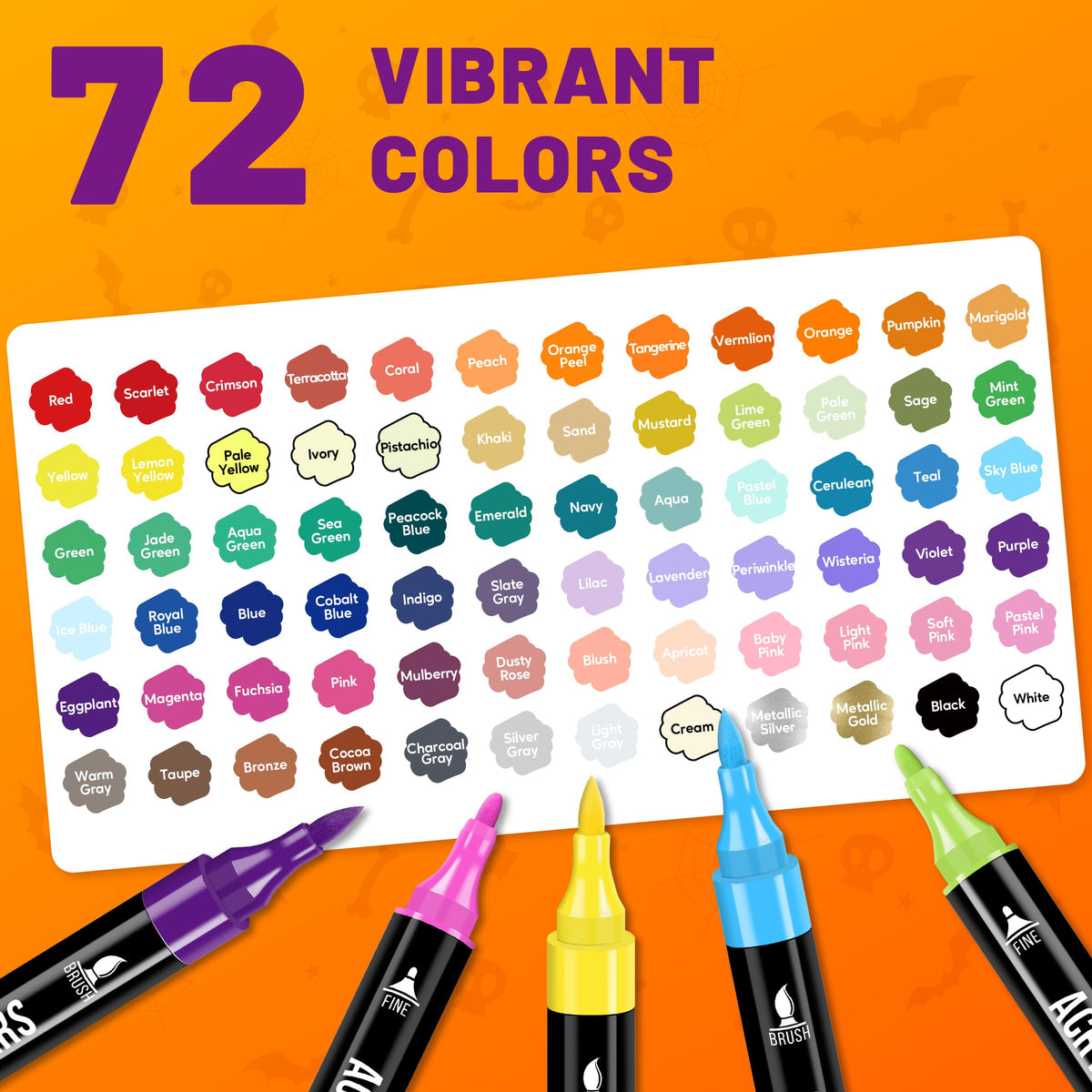 Pagather Metallic Acrylic Paint Markers, 24 Colors Dual Tip Pens Set Jansha Store