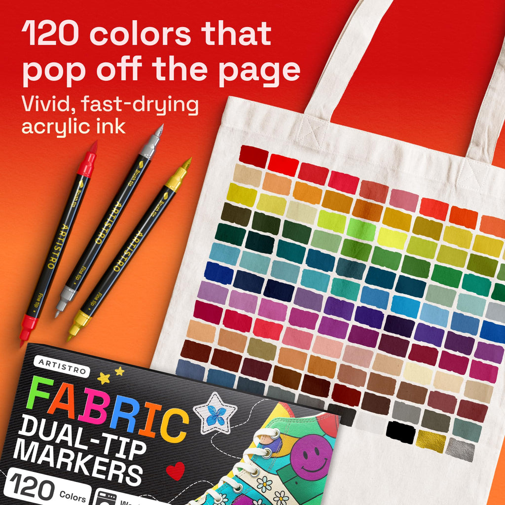 ARTISTRO 5 Black Dual-Tip Fabric Markers Decorating Kit, for Clothes Jansha Store