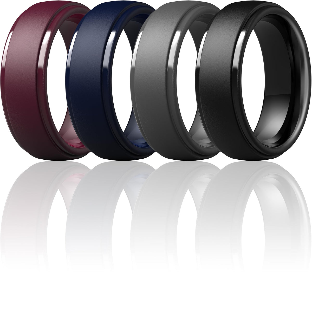 ThunderFit Silicone Rings for Men, Step Edge Rubber Wedding Bands 10mm Wide Jansha Store