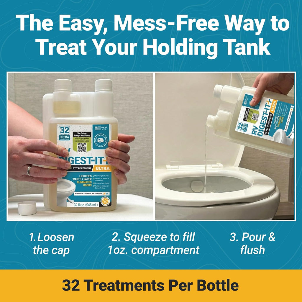 Unique RV Toilet Treatment, RV Digest-It Ultra Liquid, 32 Uses Jansha Store