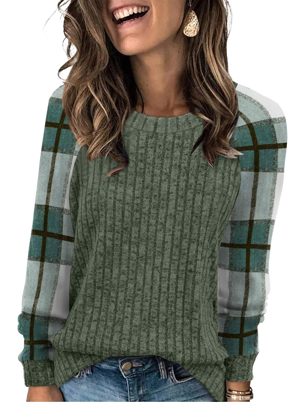 WIHOLL Long Sleeve Shirts for Women Lightweight Sweaters Fall Outfits 2026 Color Block Winter Clothing Dressy Casual Soft Jansha Store