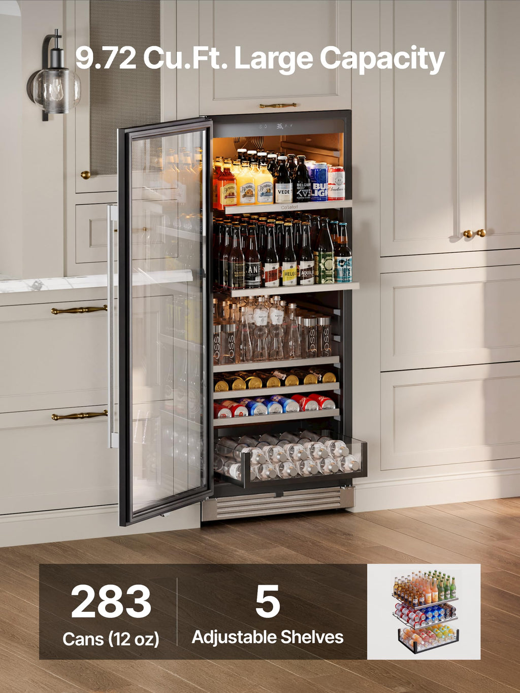 Ca'Lefort 24'' Beverage Refrigerator, 180 Can Beverage Fridge Under Counter Jansha Store