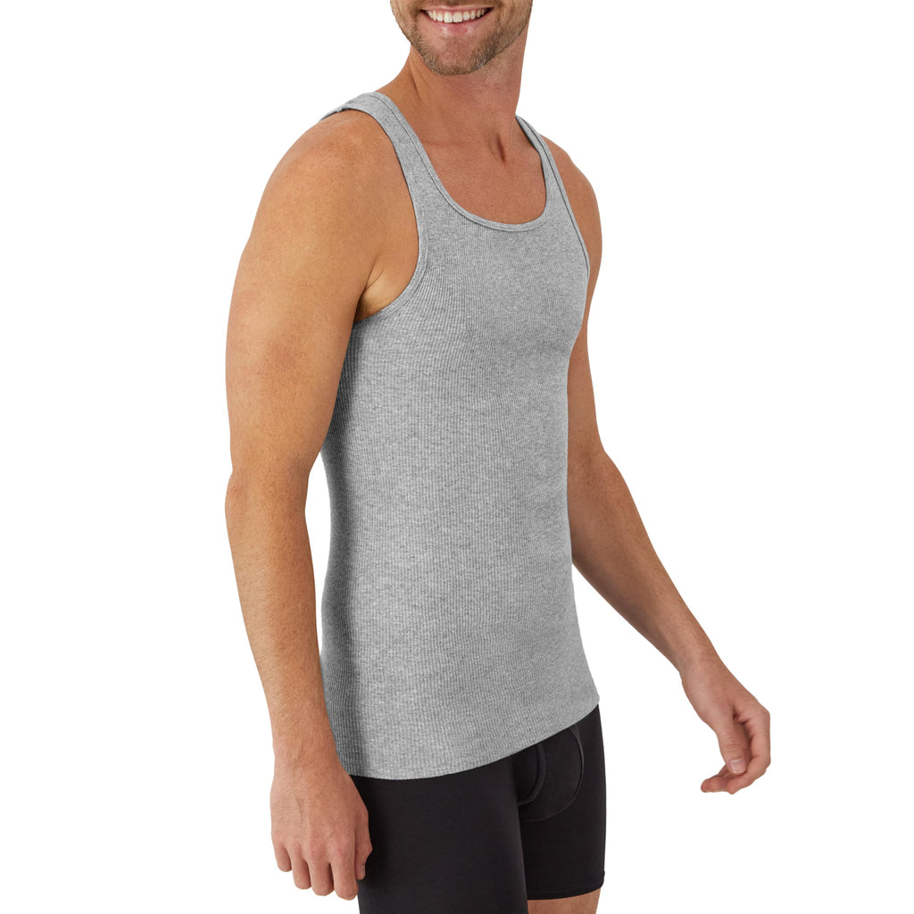 Hanes Men's Tank Undershirt Pack, Cotton Tank Undershirt, Moisture-Wicking, Breathable, White or Grey/Black, Multi-Pack Jansha Store