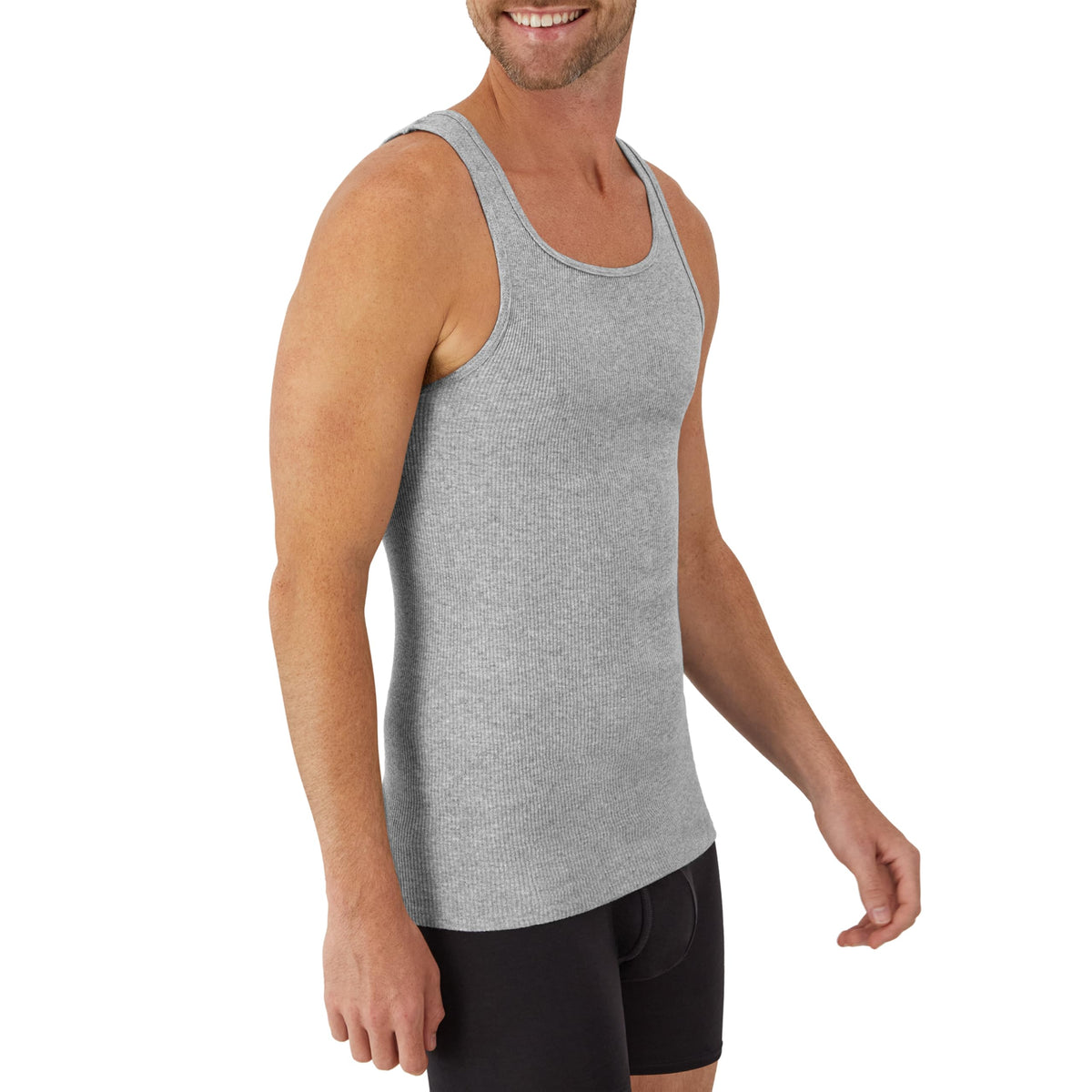 Hanes Men's Tank Undershirt Pack, Cotton Tank Undershirt, Moisture-Wicking, Breathable, White or Grey/Black, Multi-Pack Jansha Store