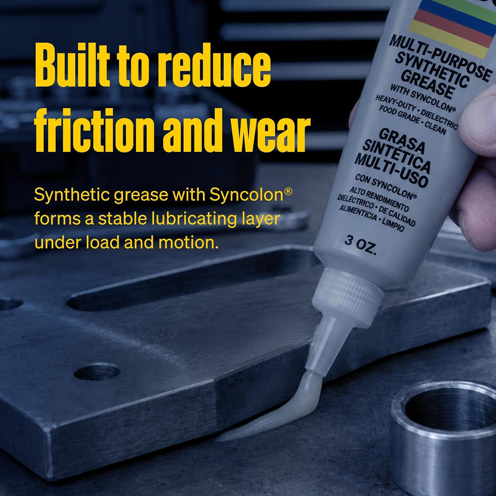 Super Lube Multi-Purpose Synthetic Grease w/ Syncolon - High Temperature, Water & Corrosion Resistant Grease - Workshop & Industrial Use - Food Grade - Translucent White - Tube - 3 oz (21030) Jansha Store