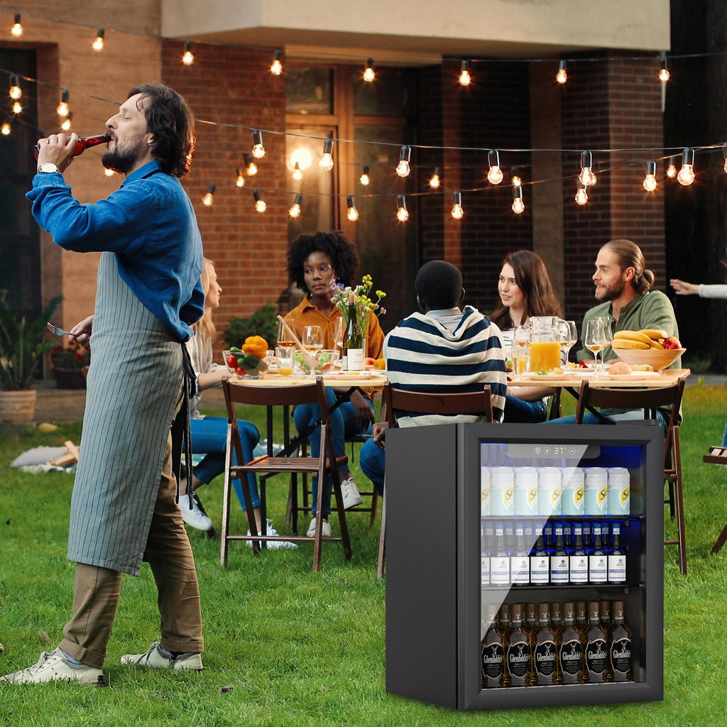 DOGHLY 1.7 Cu.ft Mini Fridge Glass Door, 72 Cans Beverage Refrigerator Jansha Store