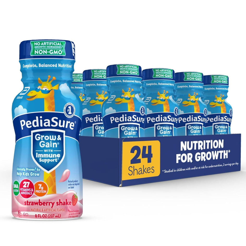 PediaSure Grow & Gain Kids Nutrition Shake, 7g Protein, Strawberry, 24 Pack Jansha Store
