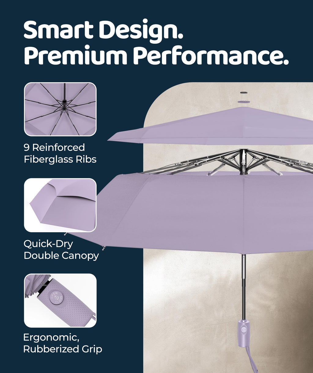 Windproof Travel Umbrella - Compact & Withstands Winds up to 100MPH, Strongest Premium Auto Folding Umbrella for Rain and Sun - Durable, Light & Portable for Women & Men, Fits Backpack & Cars Jansha Store