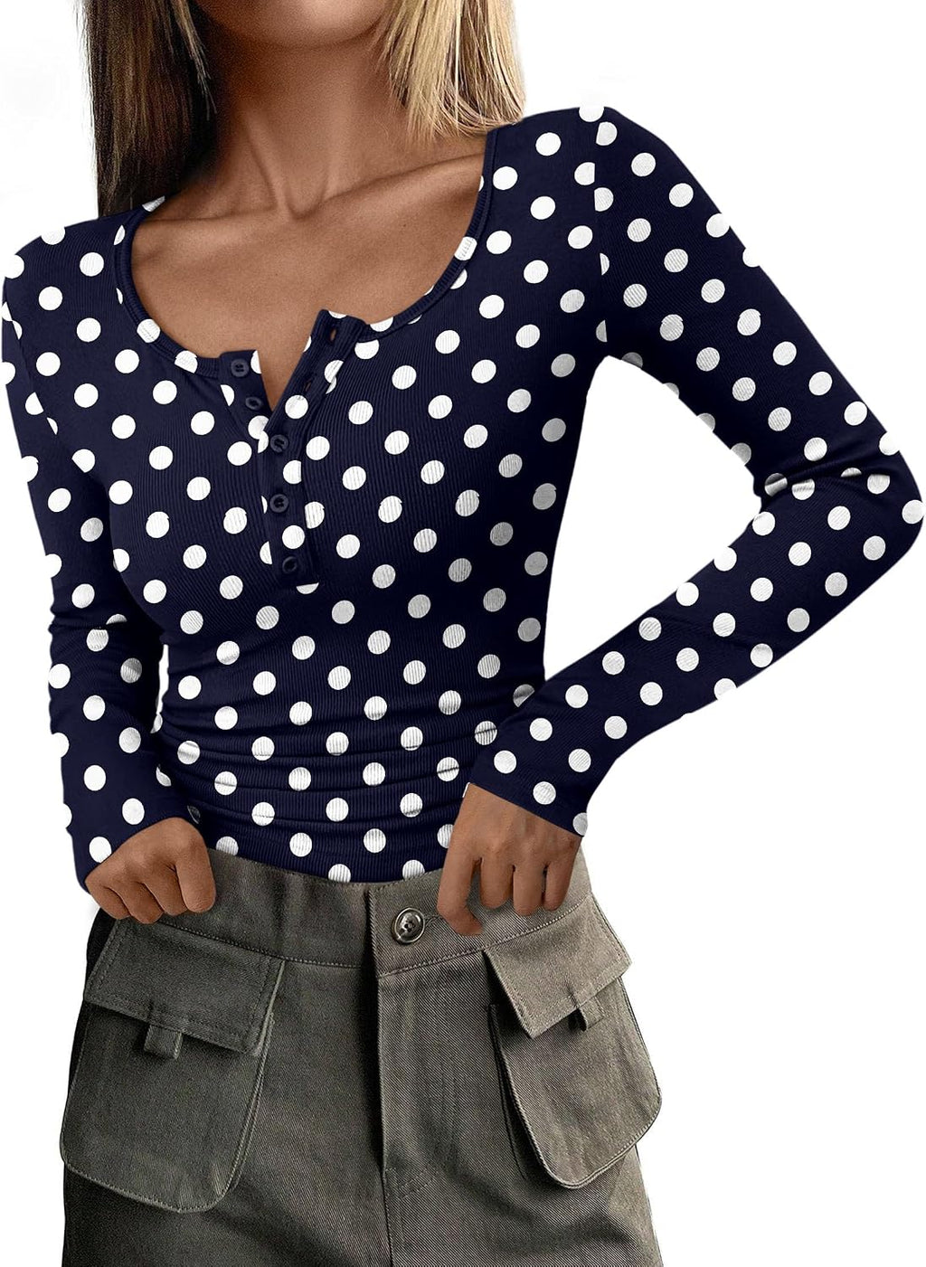 PRETTYGARDEN Women's Fall Long Sleeve Henley T Shirts Jansha Store