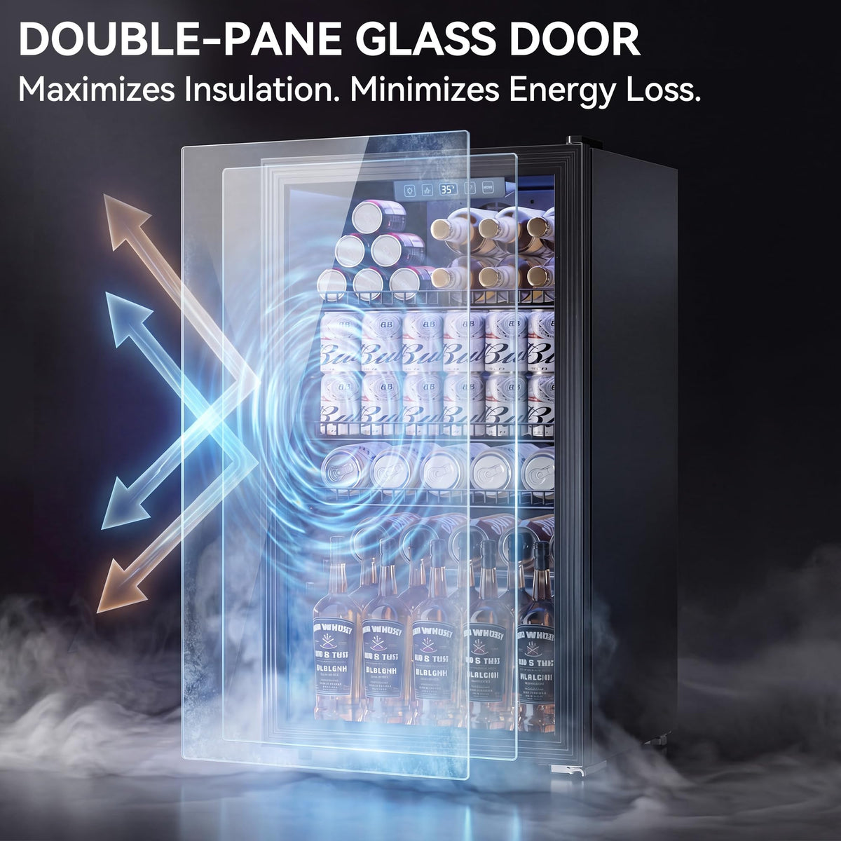 3.2 Cuft Beverage Fridge, 130 Can Mini Fridge With Glass Door, Black Jansha Store
