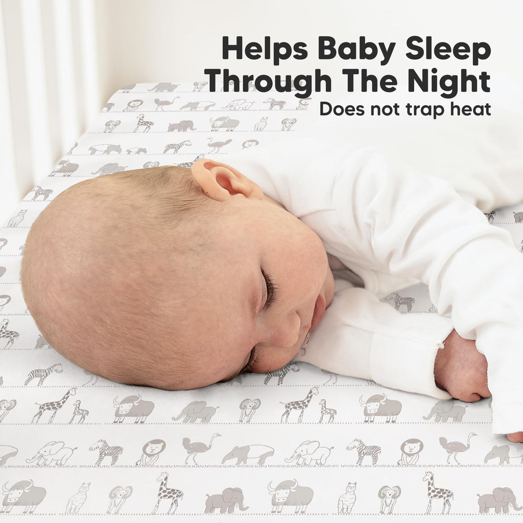 KeaBabies 2pk Organic Cotton Crib Sheets for Boys Girls 52x28, Soft White Jansha Store