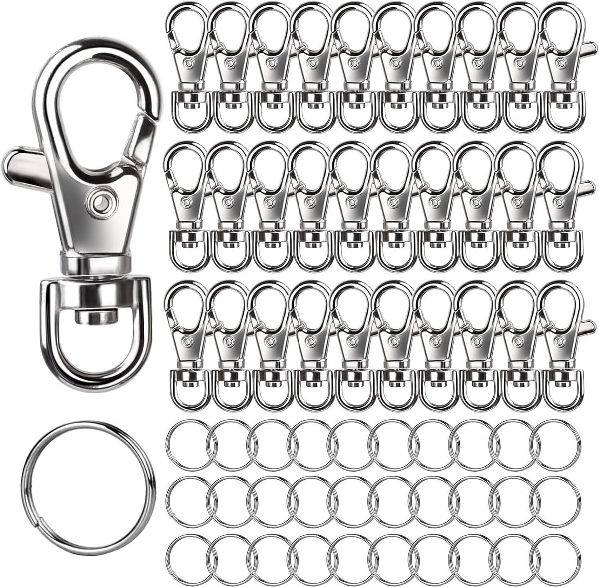 LEOBRO 70PCS Lobster Claw Clasps and Key Rings, 35PCS Keychains Clips and 35PCS Key Chain Ring, Keychain Making kit for Key Chain, Jewelry Making, Art Crafts, Silver Jansha Store