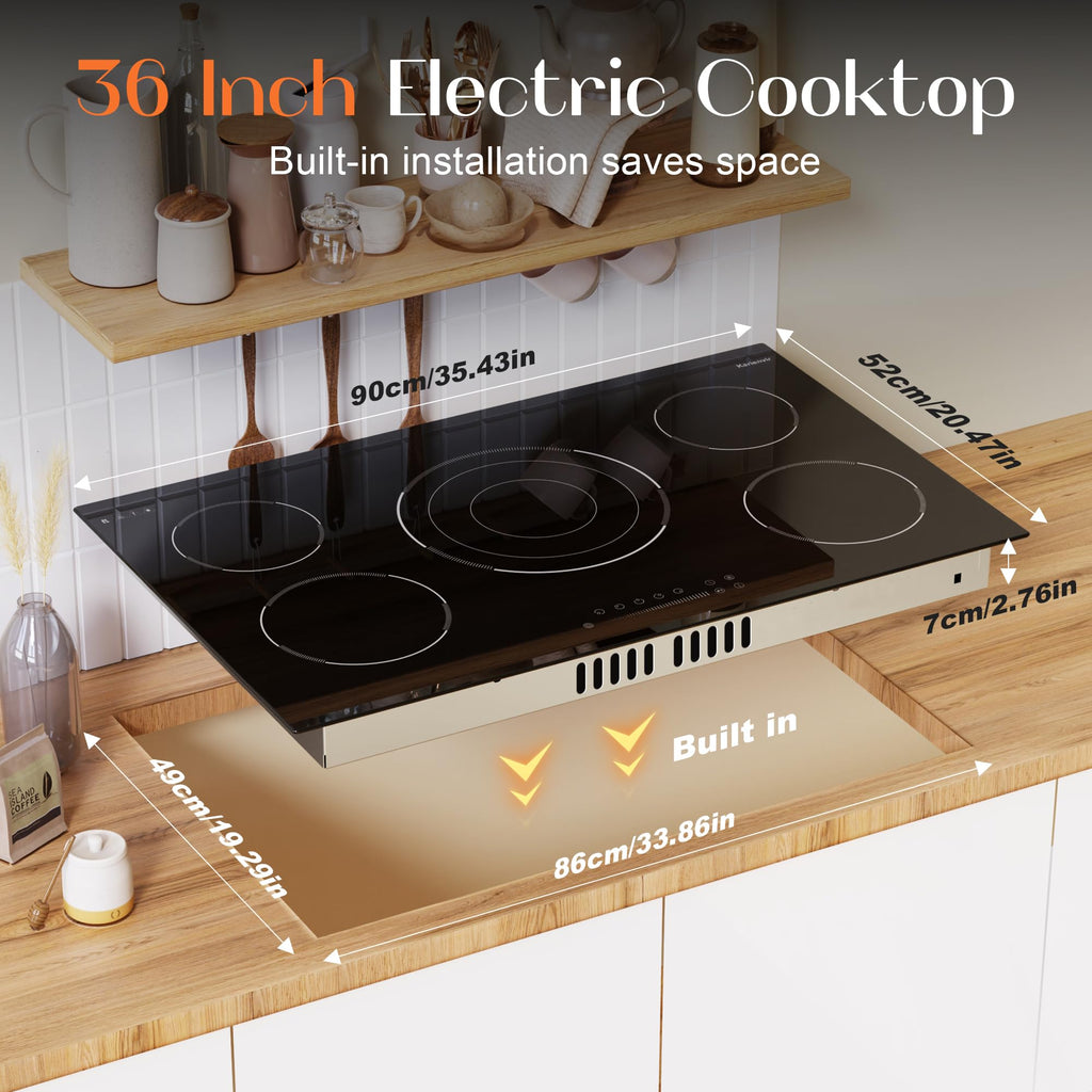 2 Burner Electric Cooktop 110V, 2000W, 24" Countertop & Built-in Jansha Store