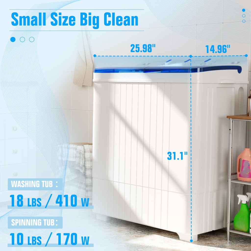 Superday Portable Washing Machine, 25.3lbs Mini Washing Machine and Spin Dryer Combo, Mini Twin Tub Laundry Machine for Camping, Apartments, Dorms, College Rooms, RV, Delicates, Grey Jansha Store