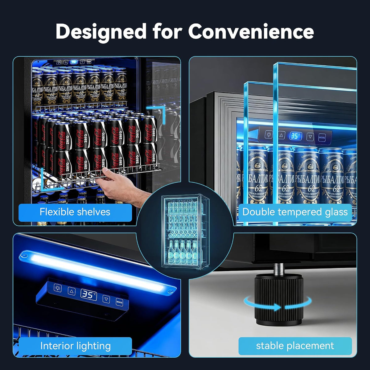 130 Can Beverage Refrigerator, 3.2 Cu.Ft Mini Fridge Beverage Cooler Jansha Store