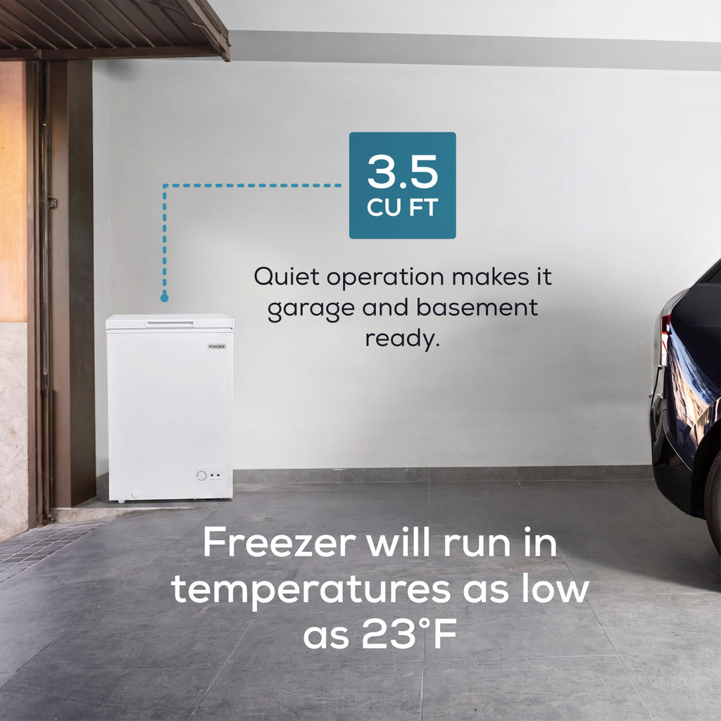 Igloo 5.0 Cu Ft Upright Deep Freezer Chest- Deep Freezer with Quick Freezing System & Adjustable Thermostat - Low Noise Freezer with Removable Basket & LED Lights for Homes, Garages & Basements- White Jansha Store